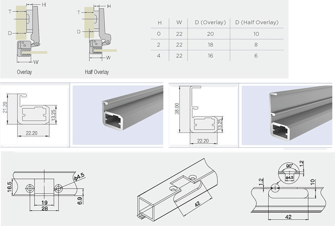 CAELEN Aluminium Profile Hinges 3D