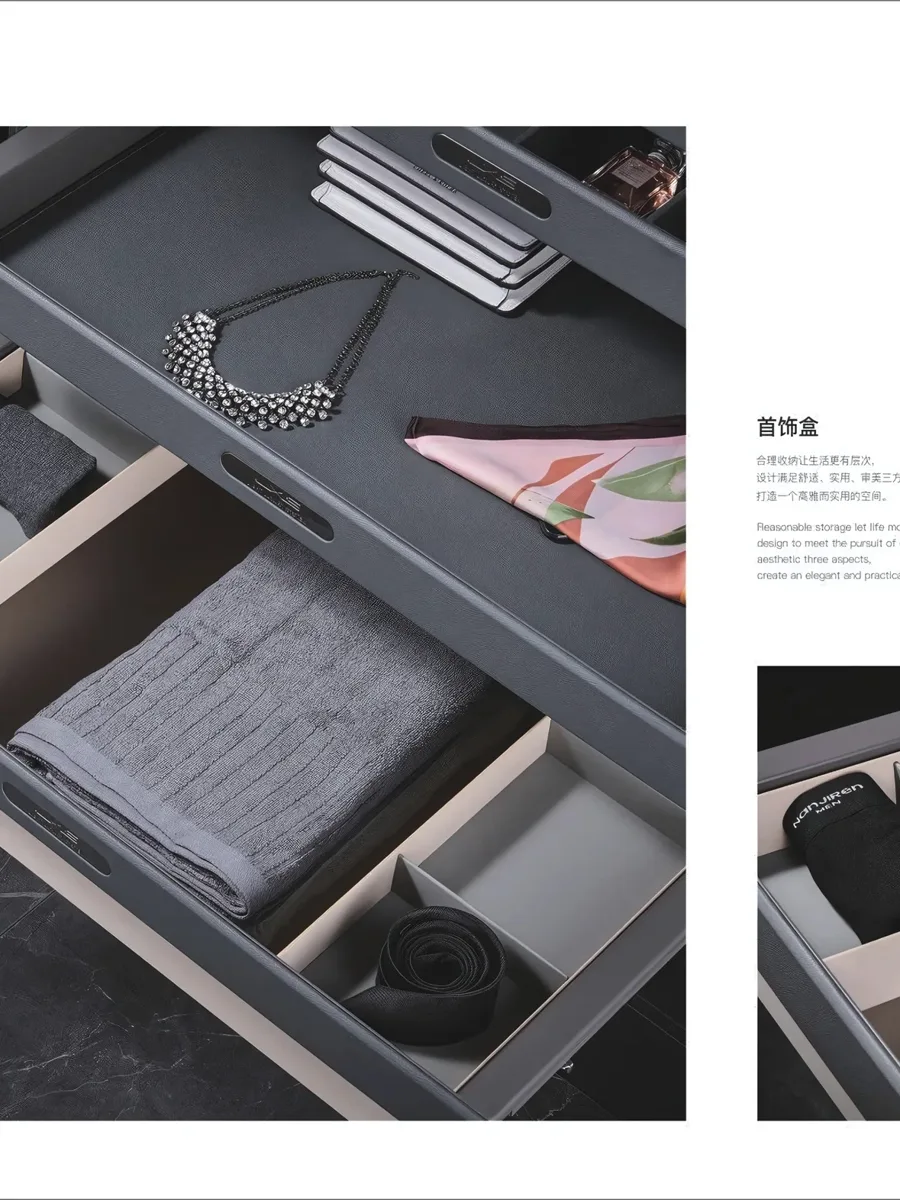 A CAELEN walk-in wardrobe with soft lighting and premium finishes